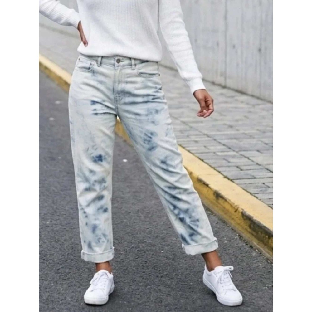 Gap Denim Boyfriend Jeans 6/28 Blue Tie Dye Acid Wash Relaxed Streetwear